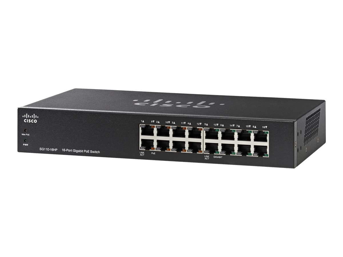 Cisco Small Business SG110-16HP - switch - 16 ports - unmanaged