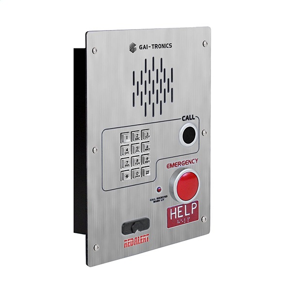 GAI-Tronics Ramtel Retrofit Series RED ALERT Emergency Flash Mount Keypad Phone - Silver