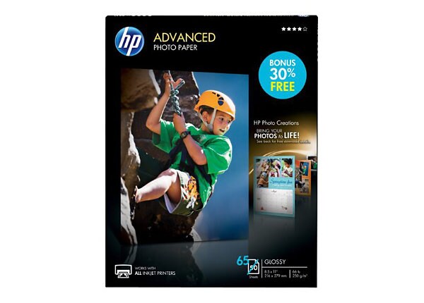 HP Advanced Photo Paper - photo paper - 50 sheet(s) - Letter