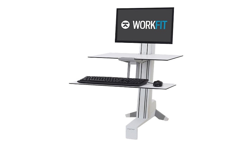 Ergotron WorkFit-S Single LD with Worksurface - standing desk converter - rectangular - white