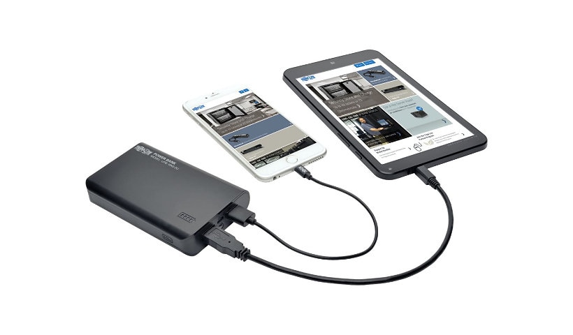 Tripp Lite Portable 2-Port USB Battery Charger Mobile Power Bank 10k mAh