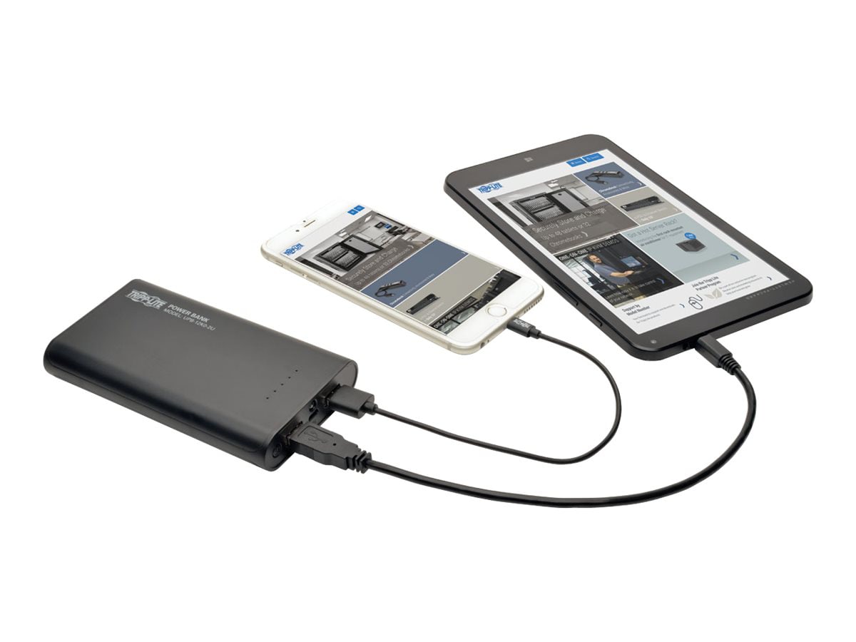 Tripp Lite Portable 2-Port USB Battery Charger Mobile Power Bank 12k mAh power bank - Li-Ion - USB