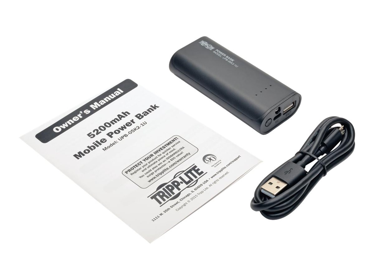 Thumbnail 5 of 6 for Tripp Lite by Eaton Portable Charger - USB-A, 5200mAh Power Bank, Lithium-Ion, LED Flashlight, Black