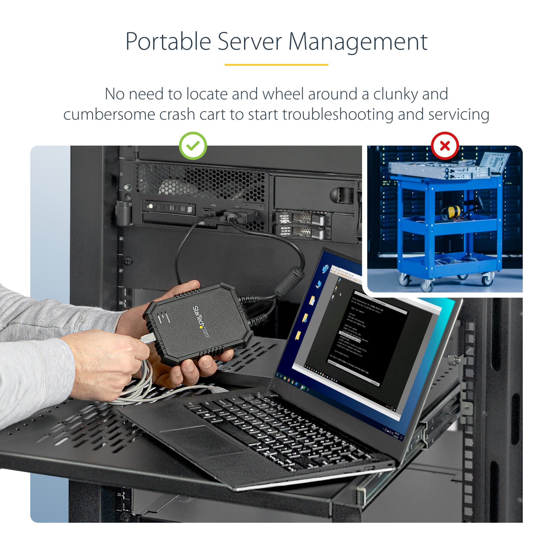 Thumbnail 4 of 10 for StarTech.com Laptop to Server KVM Console, Rugged USB Crash Cart Adapter with File Transfer and Video Capture, TAA