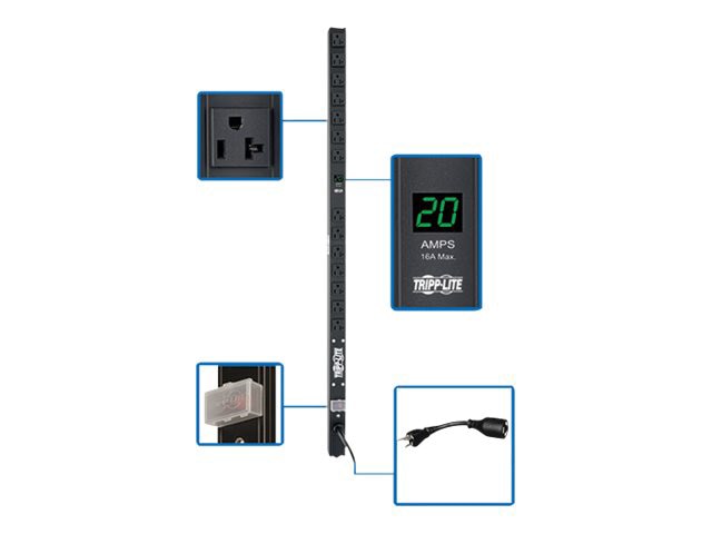 Tripp Lite PDU Metered 120V 20A 5-15/20R 14 Outlet L5-20P 36" Height 0URM