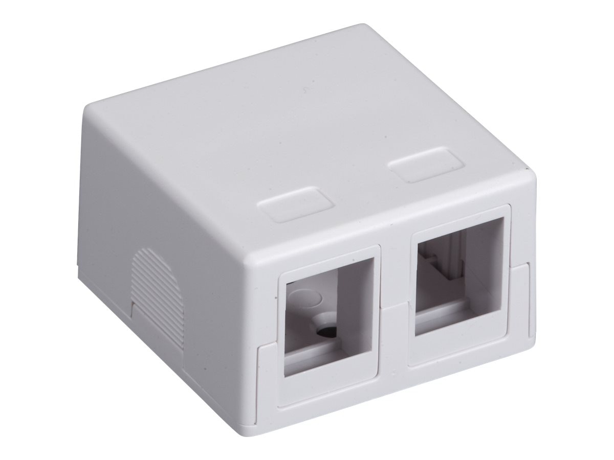 Black Box 2-Port Surface Mount Box for RJ45 CAT5e CAT6 Keystone, White