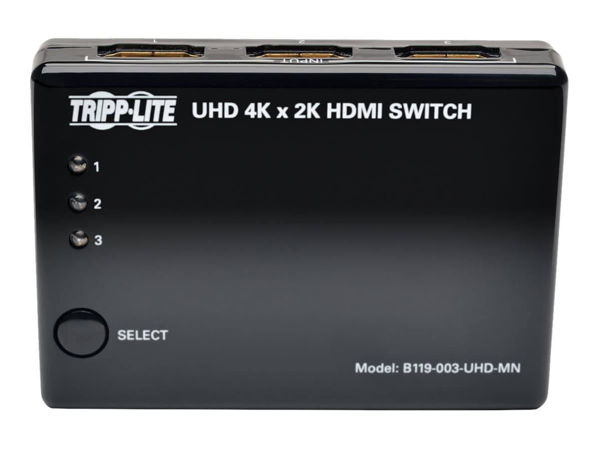 Tripp Lite 3 Port HDMI Mini Switch for Video and Audio 4K x 2K UHD 30 Hz -  video/audio switch - 3 ports - B119-003-UHD-MN - Audio & Video Cables 