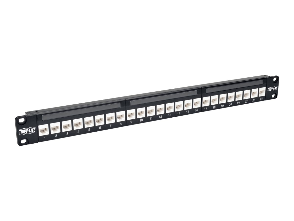 Tripp Lite 24-Port Cat6a Patch Panel Feedthrough Rackmount RJ45 Ethernet 1U - patch panel - 1U - 19" - TAA Compliant