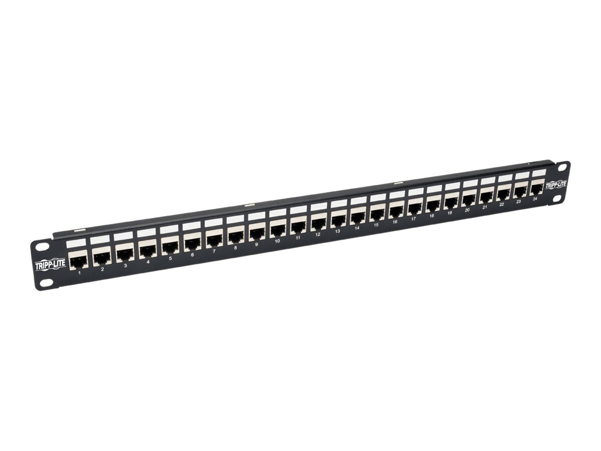 Tripp Lite 24-Port Cat6a Patch Panel Shielded Feedthrough Rackmount RJ45 1U - patch panel - 1U - 19" - TAA Compliant