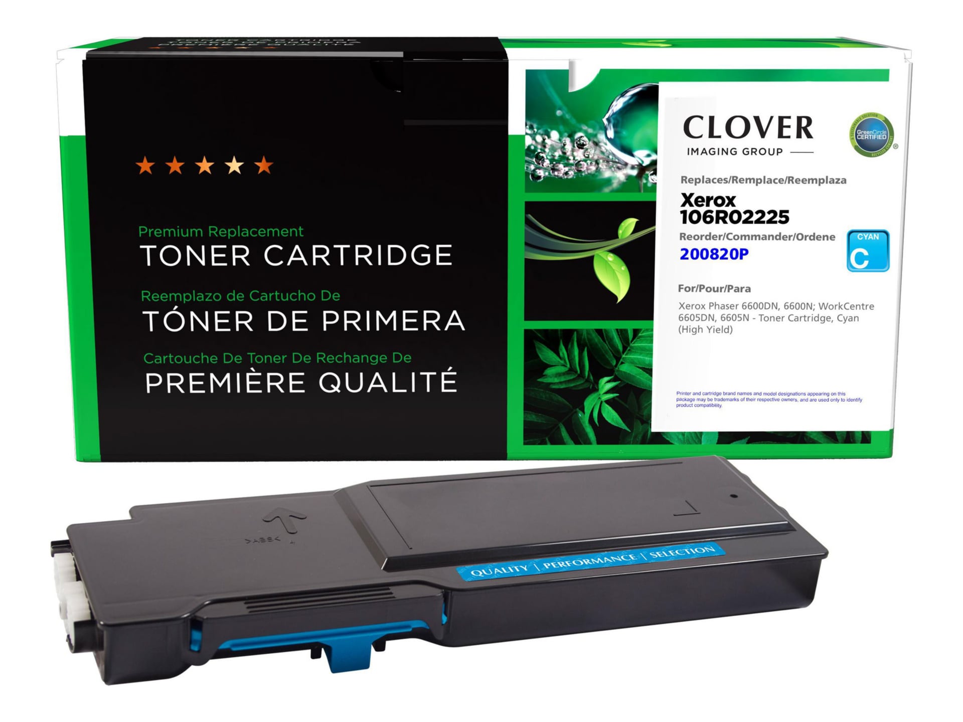 Clover Reman. Toner for Xerox Phaser 6600/6605 series, Cyan, 6,000 pg. yld.
