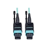 Eaton Tripp Lite Series MTP/MPO Patch Cable with Push/Pull Tabs, 12 Fiber, 40GbE, 40GBASE-SR4, OM3 Plenum-Rated - Aqua,