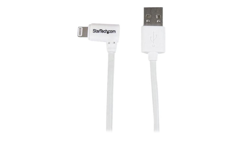 StarTech.com 1m 3 ft Angled Lightning to USB Cable - White - Angled Lightning Cable for iPhone / iPod / iPad - Apple MFi