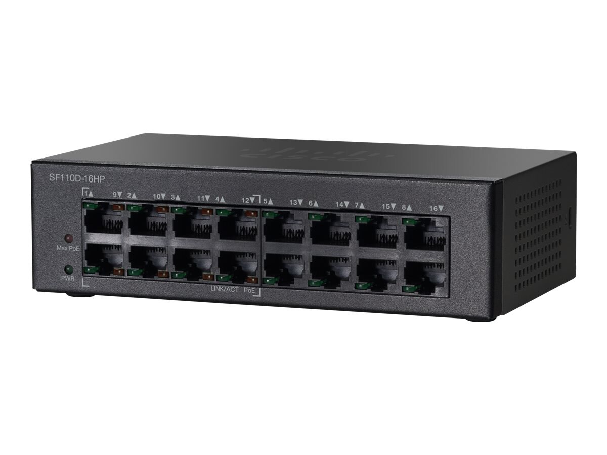 Cisco Small Business SF110D-16HP - switch - 16 ports - unmanaged