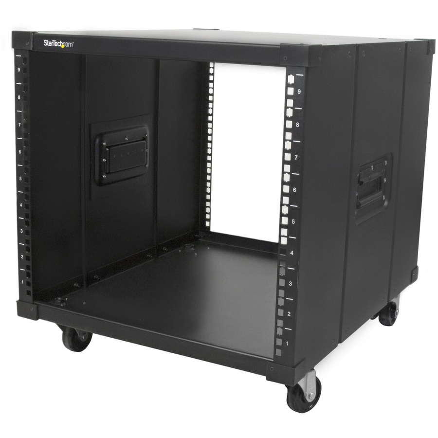 Thumbnail 2 of 5 for StarTech.com 4-Post 9U Mobile Open Frame Server Rack, 19" Network Rolling Rack for Narrow Spaces, Small Data Rack, TAA