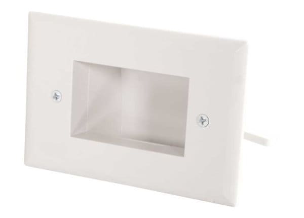 C2G Easy Mount Recessed Low Voltage Cable Pass Through Wall Plate White TAA - mounting plate