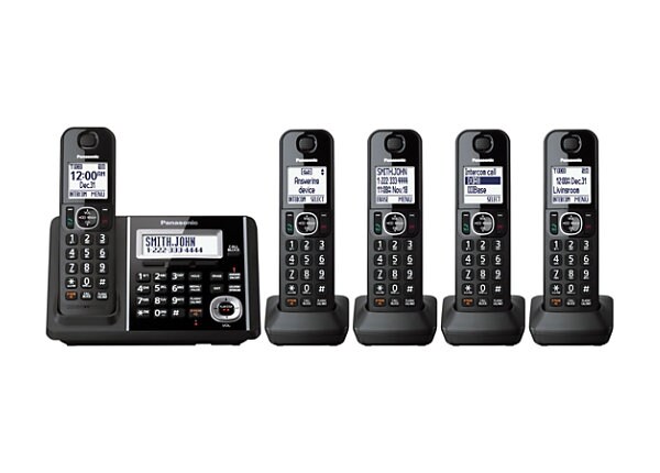 Panasonic KX-TGF345B - cordless phone - answering system with caller ID/call waiting + 4 additional handsets