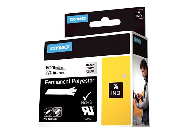 DYMO RHINO PREM POLY TAPE 6MM 1/4CLR