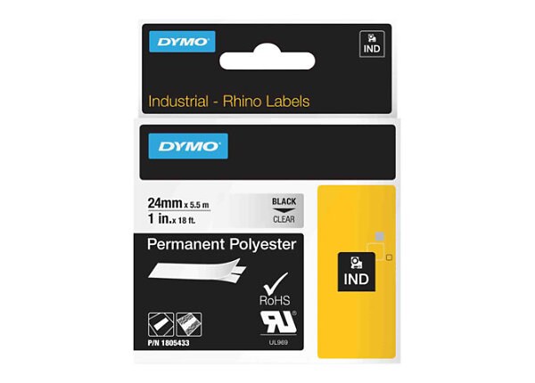 DYMO RHINO PERM POLY LBL 24MM CLR