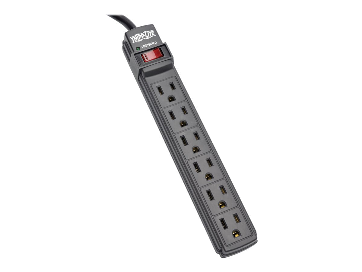 Tripp Lite Power Strip 6-Outlet 5-15R AC 6ft Cord 5-15P Black Housing 120V