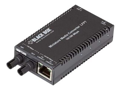 Black Box Mini 10/100 Multimode ST Media Converter, 1300nm, USB or AC Power