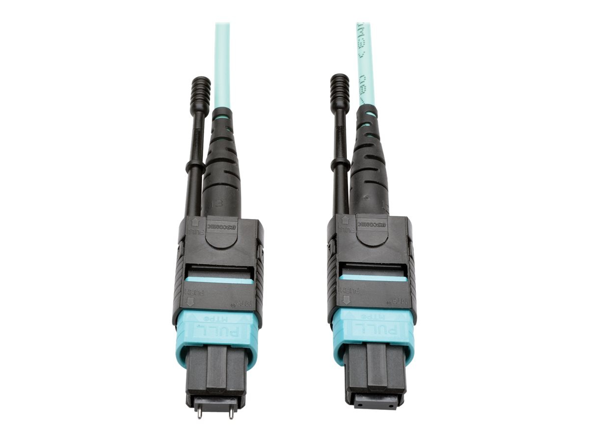 Eaton Tripp Lite Series 40G MTP/MPO Multimode OM3 Plenum-Rated Fiber Optic Cable (M/F), 12 Fiber, 40GBASE-SR4, Aqua, 5 m