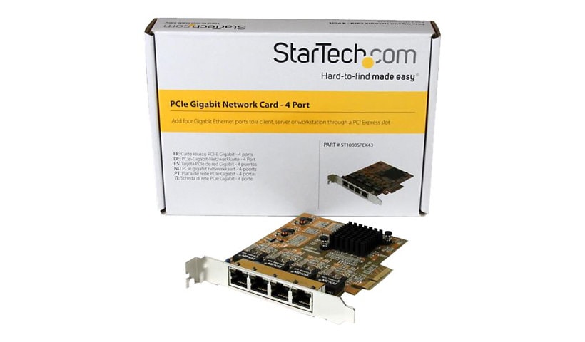 StarTech.com 4 Port PCIe Network Card - Standard Profile NIC - RJ45 Port