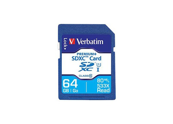 Verbatim PremiumPlus - flash memory card - 64 GB - SDXC UHS-I