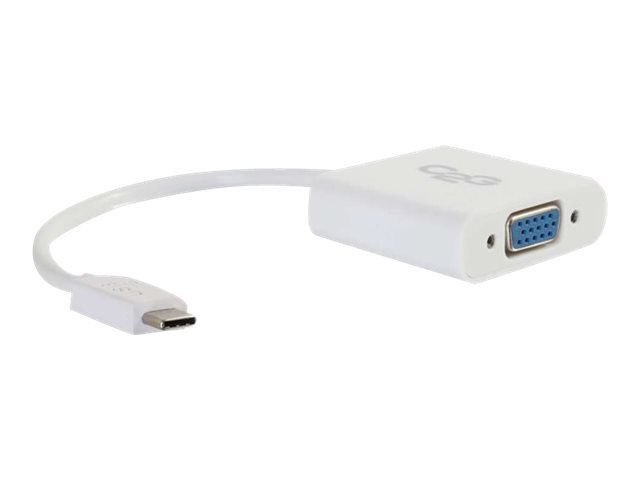 C2G USB C to VGA Adapter - USB C to VGA Converter - Video Adapter Cable - White - M/F