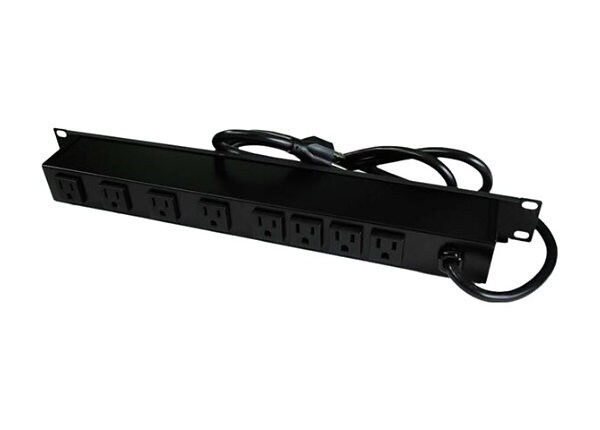 C2G 15ft Wiremold Rack Mount 8-Outlet 120v/15a Lighted Switch Computer Grade Power Strip - power strip