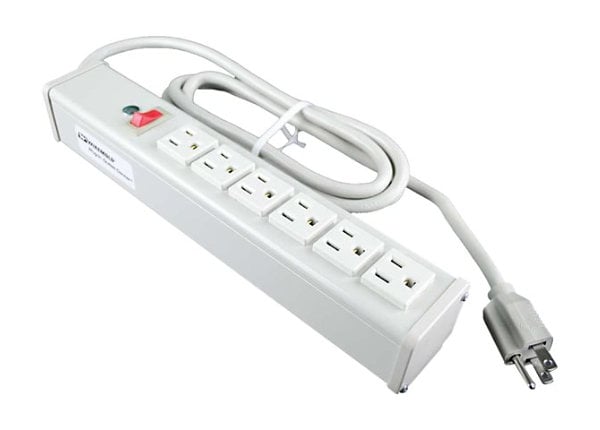 C2G 15ft Wiremold 6-Outlet Plug-In Center Unit 120v/15a Lighted Switch Power Strip - power strip