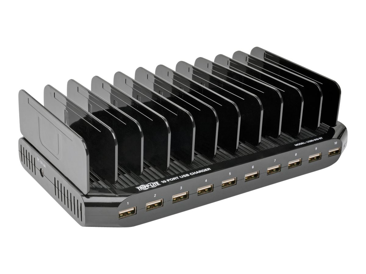 Tripp Lite 10-Port USB Charging Station Hub w Adjustable Storage Tablet /  Smartphone / iPad / Iphone 5V 21A 105W power