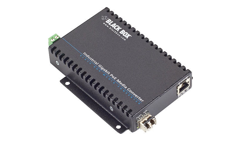 Black Box Industrial PoE Gigabit Ethernet Media Converter - fiber media converter - GigE - TAA Compliant
