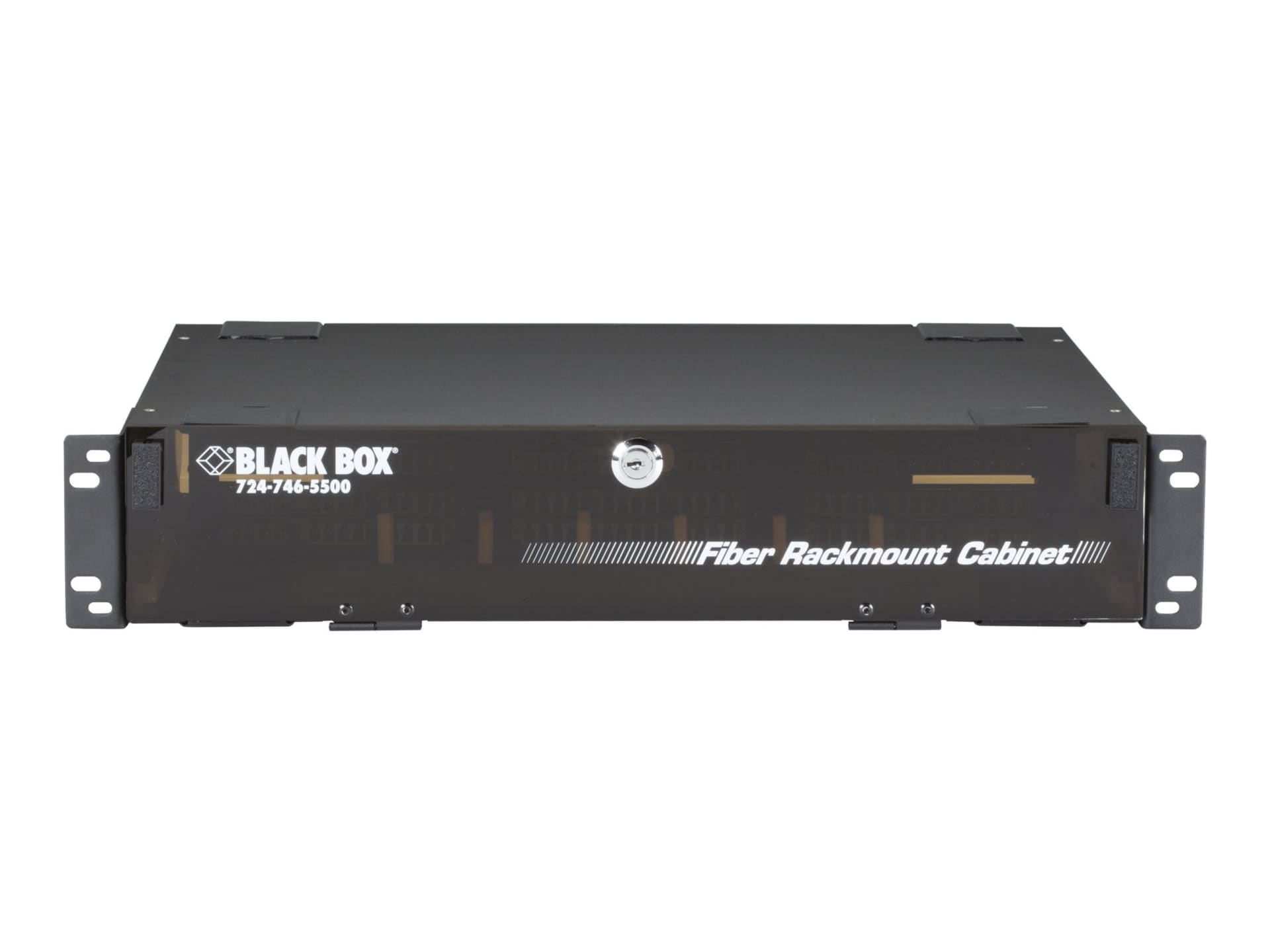 Black Box 2U Fiber Rackmount Locking Enclosure, 19", 6-Slot, Slide Tray