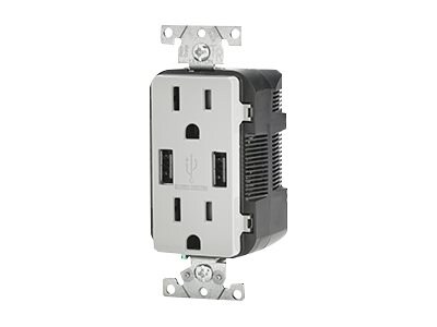 Leviton USB Charger/Tamper-Resistant Duplex Receptacle T5632-GY - outlet
