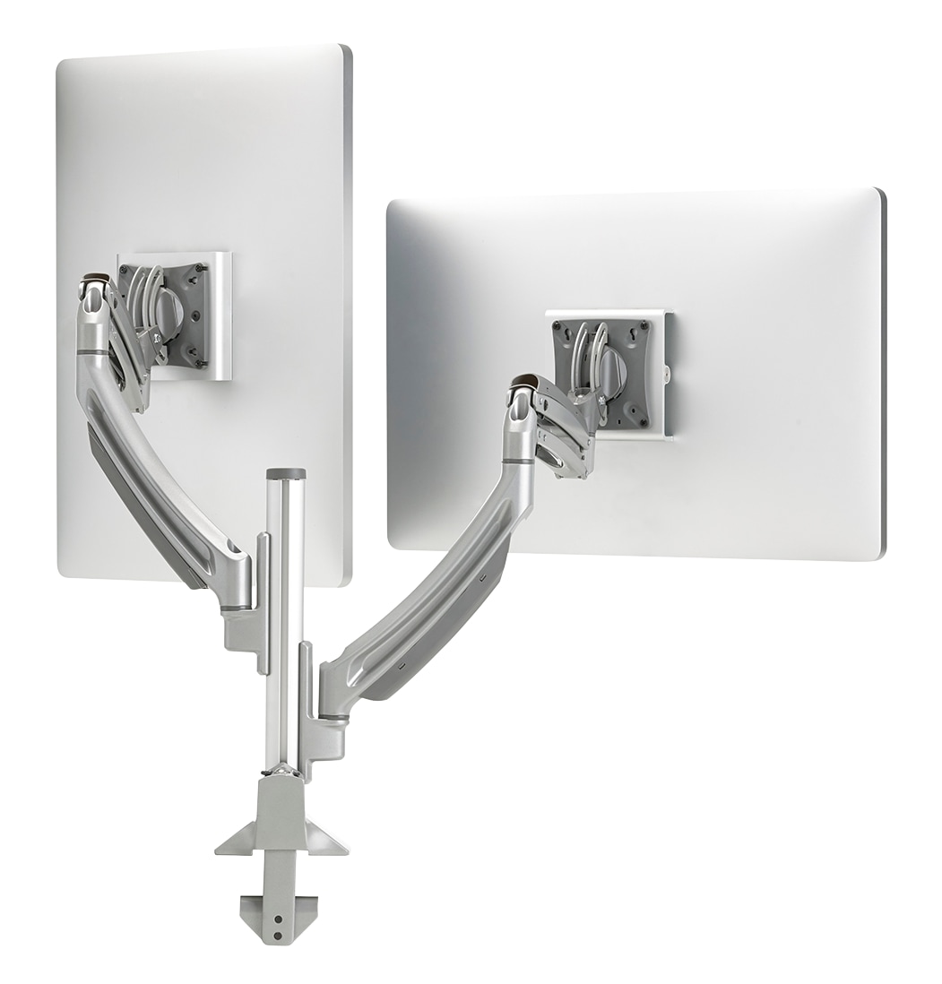 Chief Kontour K1C Dynamic Dual Monitor Arm Desk Mount - For 10-32 Inch Monitors - Adjustable Monitor Mount - Silver