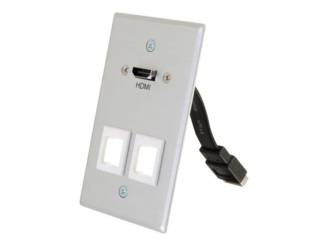 C2G 1-Gang HDMI Pass Through Wall Plate with Two Keystone Jacks - Aluminum