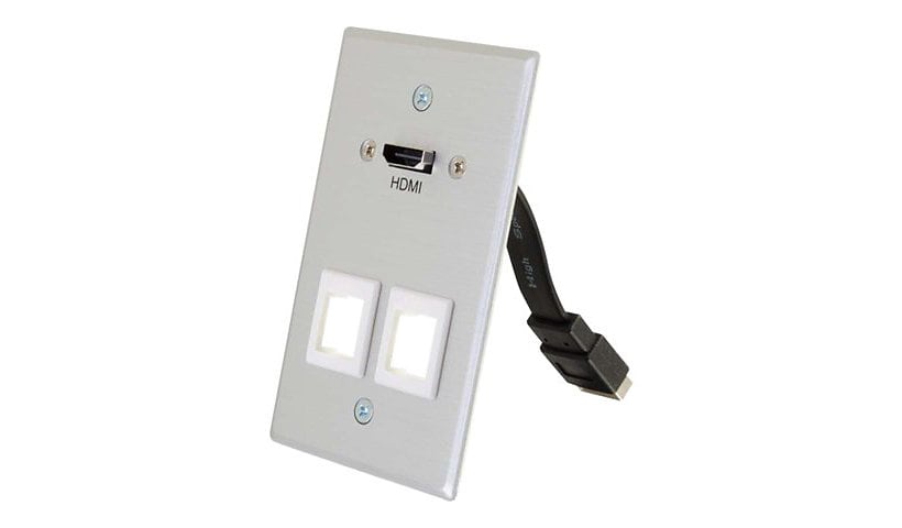 C2G 1-Gang HDMI Pass Through Wall Plate with Two Keystone Jacks - Aluminum