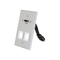 C2G 1-Gang HDMI Pass Through Wall Plate with Two Keystone Jacks - Aluminum