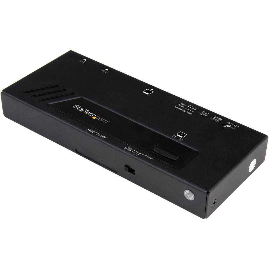 StarTech.com 2-Port HDMI Automatic Video Switch, 4K 2x1 HDMI Switch with Fast Switching, Auto-Sensing and Serial TAA