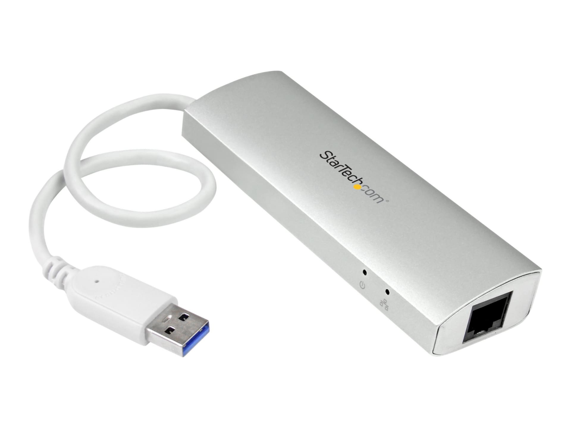 StarTech.com 3-Port USB Hub with Gigabit Ethernet/NIC, USB-A Ports, USB 5Gbps, Bus-Powered, Portable Laptop USB 3.0 Hub