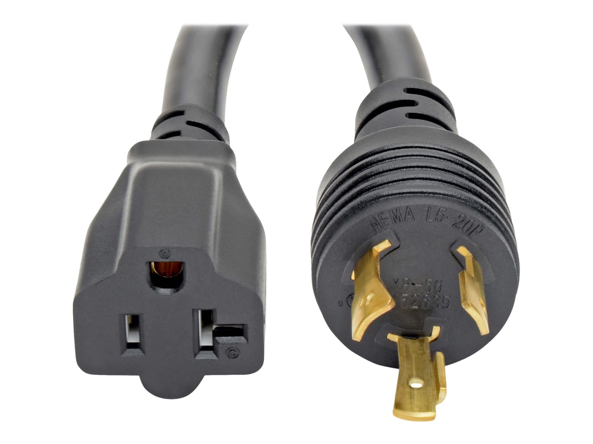 Eaton Tripp Lite Series Power Cord Adapter, NEMA L5-20P to NEMA 5-15R - Heavy-Duty, 20A, 125V, 12 AWG, 6-in. (15.24 cm),