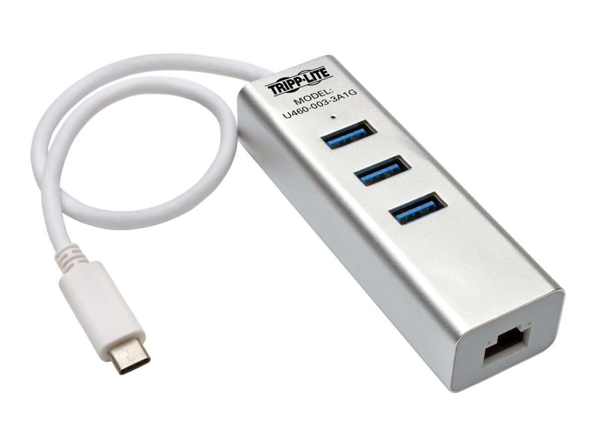 Tripp Lite Portable USB C Gigabit Adapter w/ 3-Port USB Hub