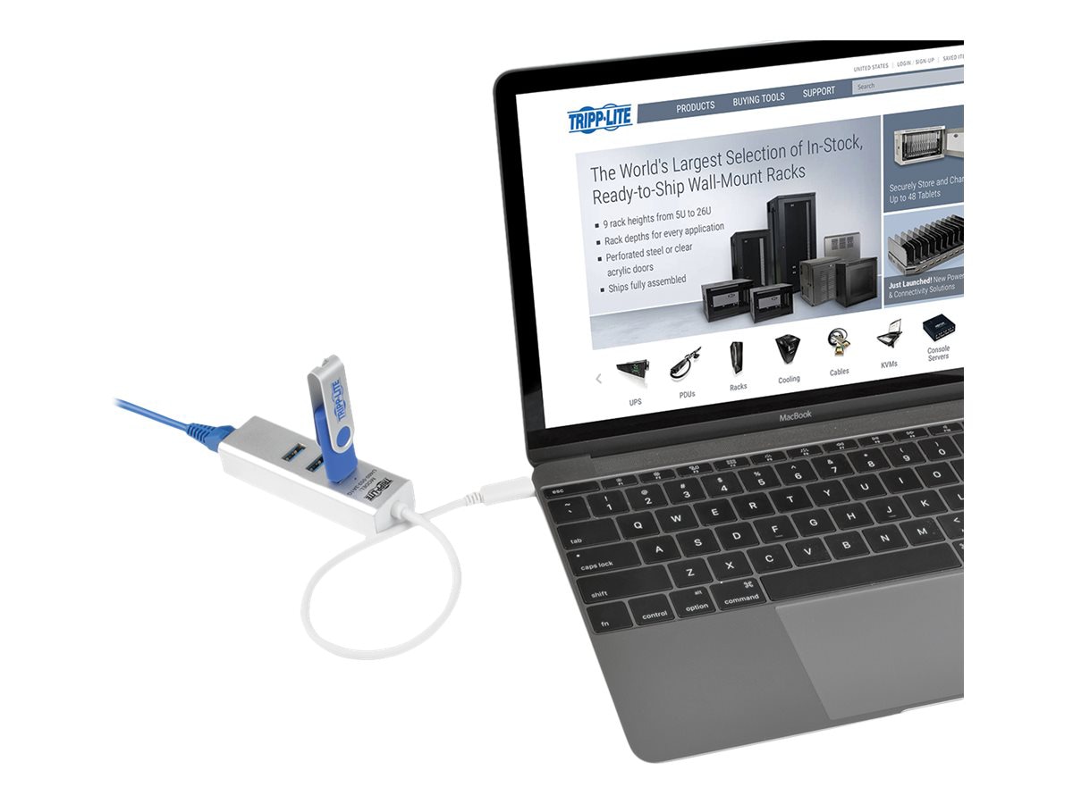 Thumbnail 5 of 14 for Eaton Tripp Lite Series 3-Port USB 3.x (5Gbps) Hub with LAN Port, USB-C to 3x USB-A Ports and Gigabit Ethernet, Silver
