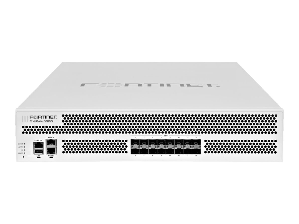 Fortinet FortiGate 3000D - security appliance - with 1 year FortiCare 24X7 Comprehensive Support + 1 year FortiGuard