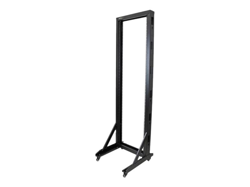 StarTech.com 2-Post 42U Mobile Open Frame Server Rack, Two Post 19in Network Rack with Casters, Rolling Open Rack for