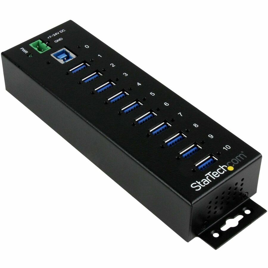 StarTech.com 10 Port Industrial USB 3.0 Hub, ESD and Surge Protection, DIN