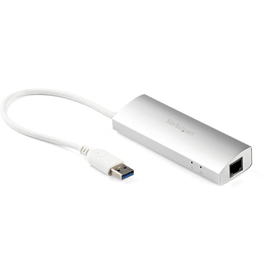 USB-C® to Ethernet Adapter with 3-Port USB Hub - White