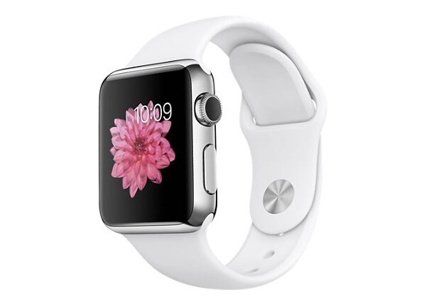 Apple Watch Original - stainless steel - smart watch with white sport band