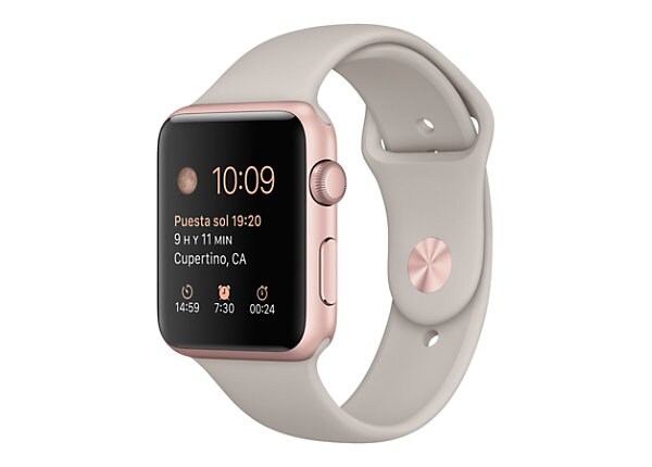 Apple Watch Sport - rose gold aluminum - smart watch with sport band - stone