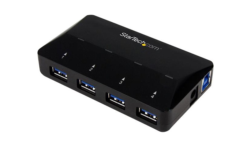 StarTech.com 4-Port USB 3.0 Hub plus Dedicated Charging Port - 5Gbps - 1 x 2.4A Port - Desktop USB Hub and Fast-Charging